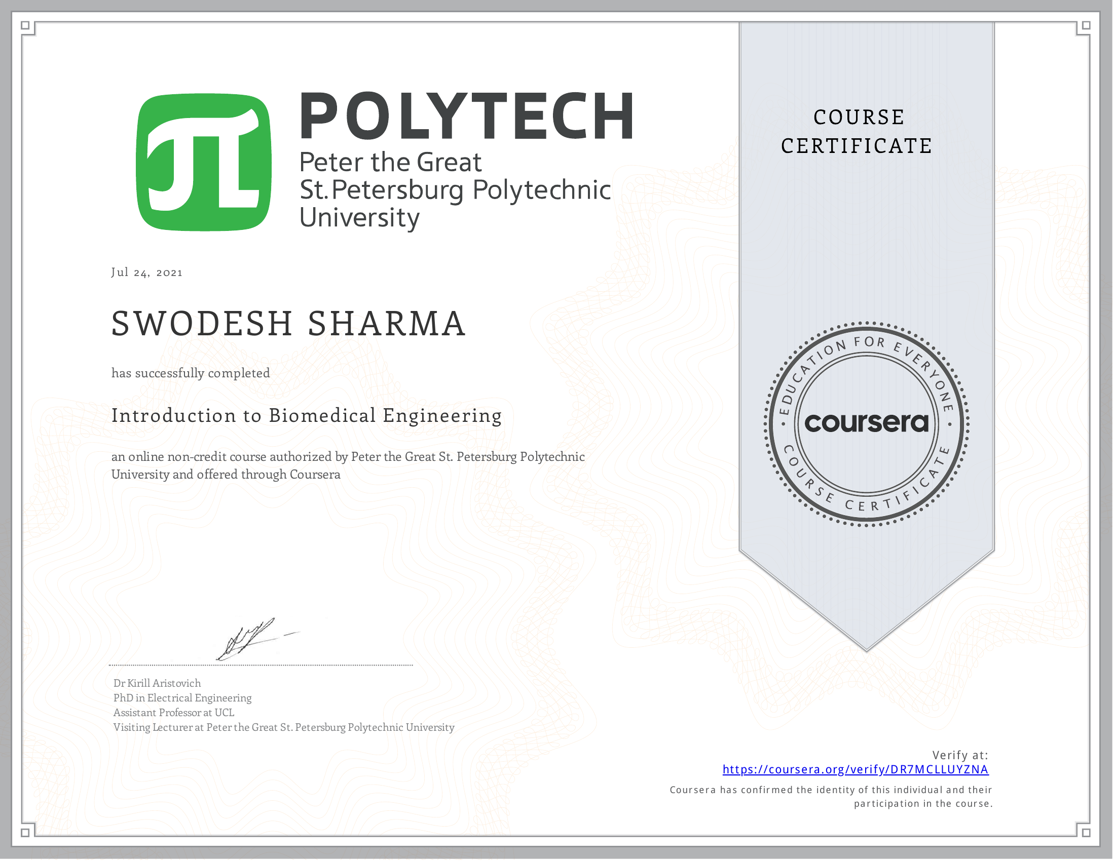 Introduction to Biomedical Engineering